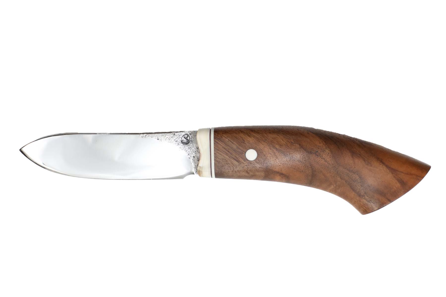 Couteau Artisanal fixe de Jean Paul Sire - noyer avec mitre en phacochère