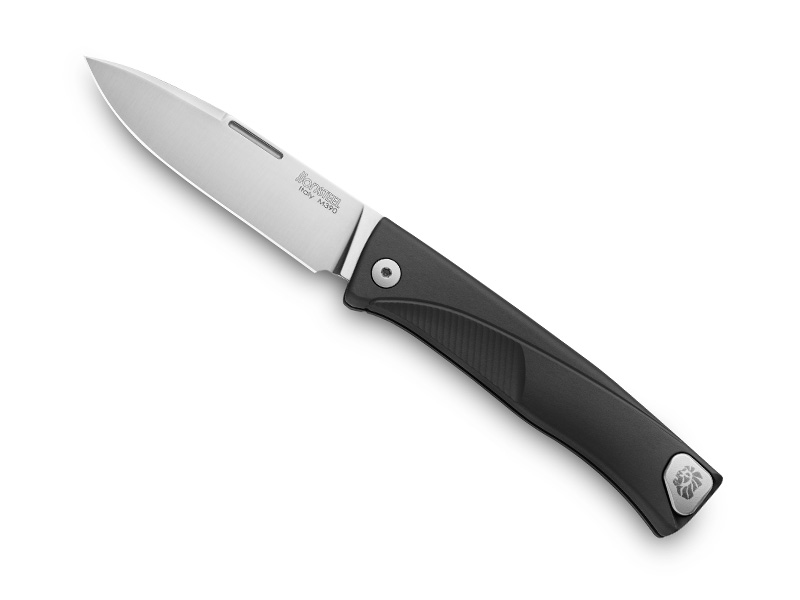Couteau pliant Lionsteel Thrill - manche monobloc SOLID® 10 cm aluminium noir avec clip rétractable