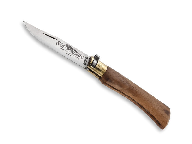 Couteau pliant Old Bear taille M lame carbone - manche 11 cm noyer