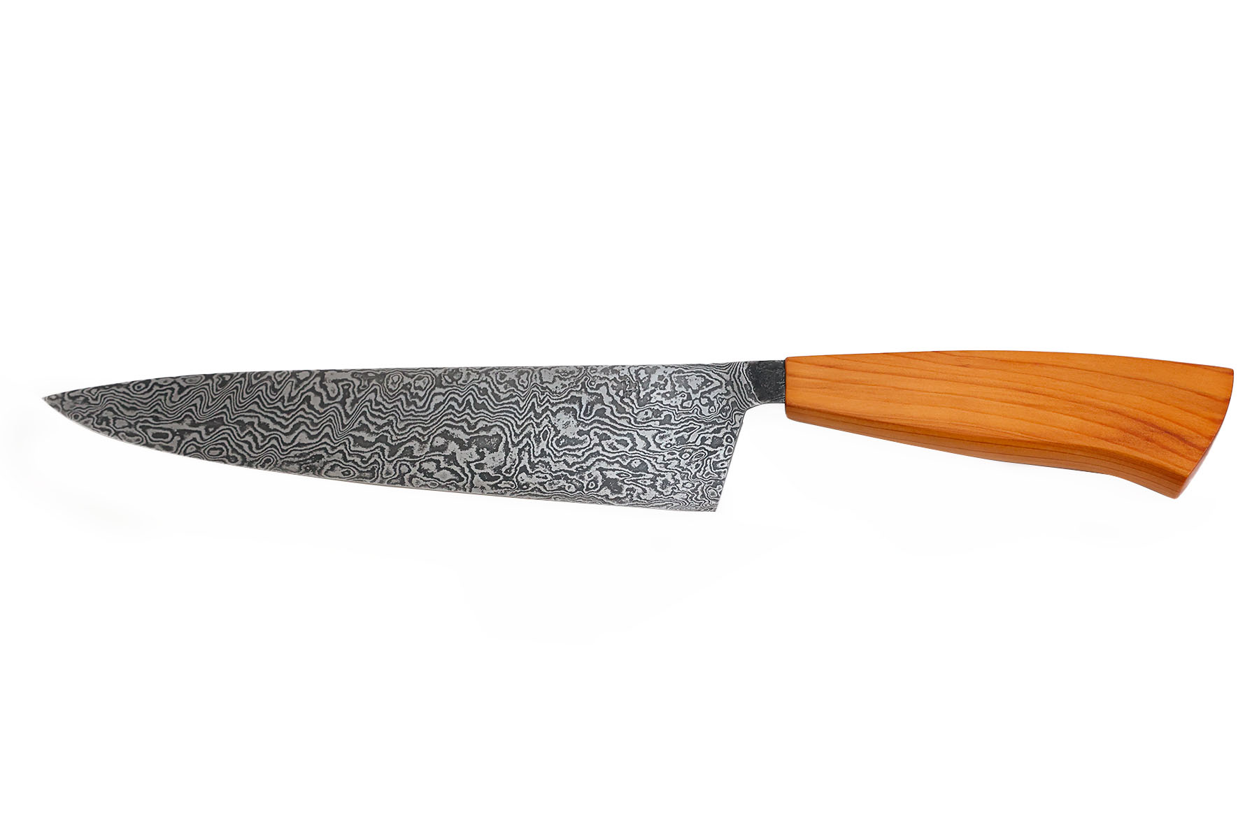 Couteau de cuisine artisanal par "Hugo Milesi", modèle Chef en damas - IF